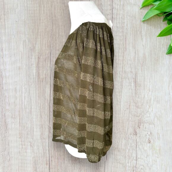 Michael Stars Metallic Stripe Long Sleeve Top NWT - Picture 3 of 6